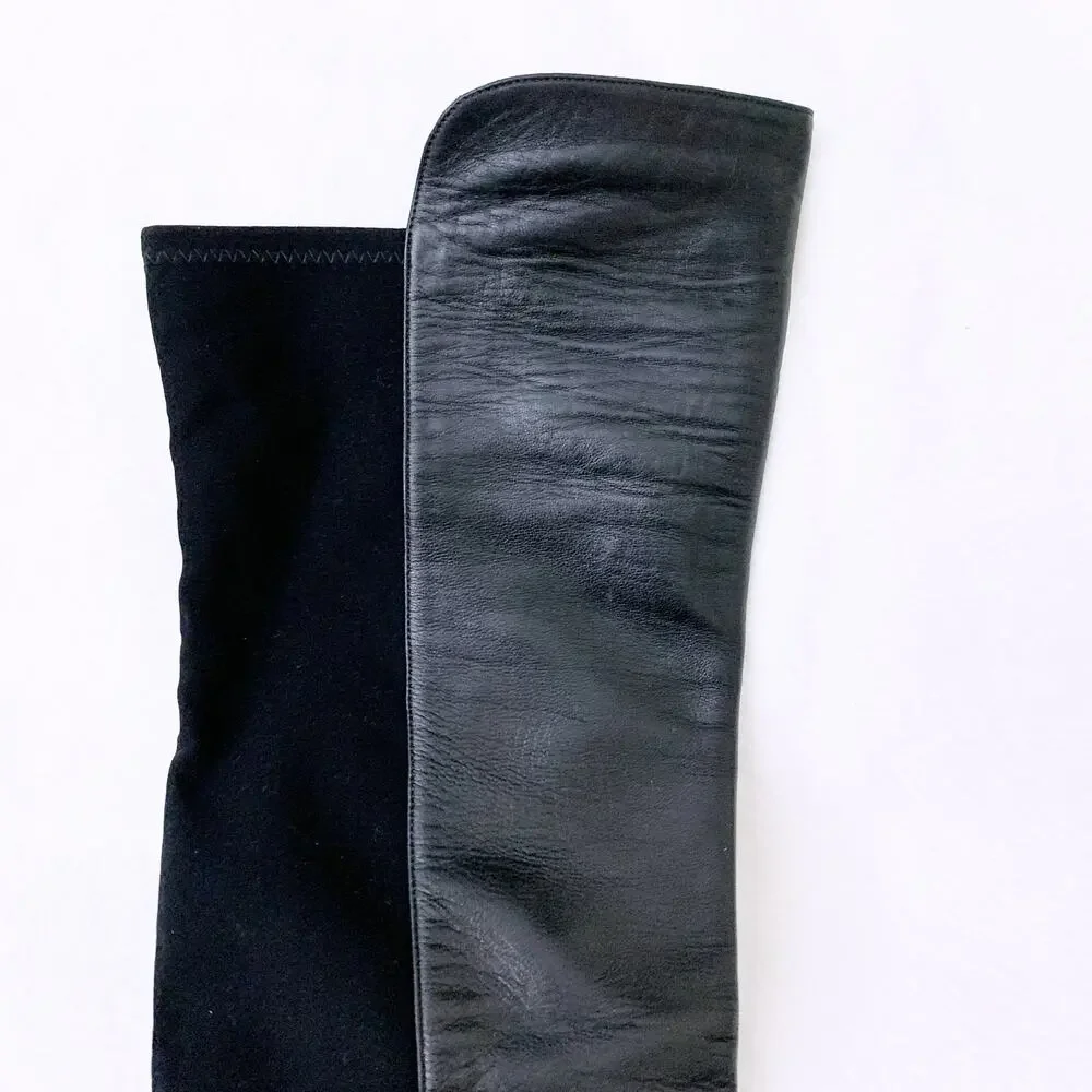 STUART WEITZMAN 5050 leather and stretch knee boots